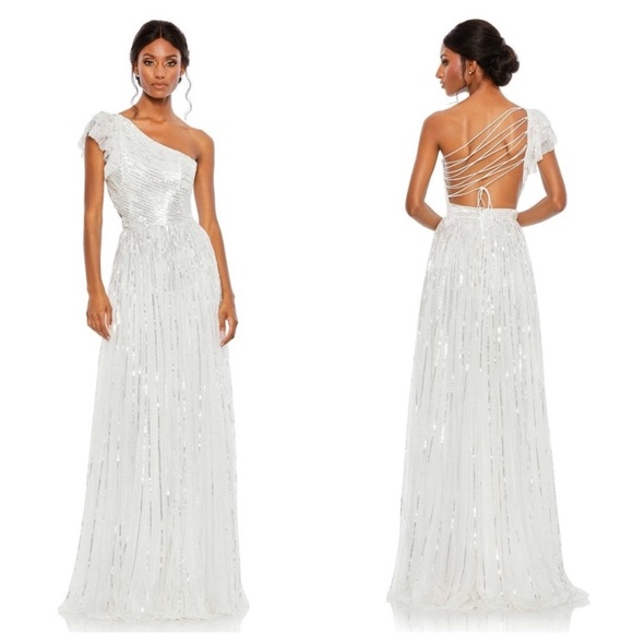 Mac Duggal Dresses & Skirts - Mac Duggal 5565 Flutter Sequin one shoulder gown NWT